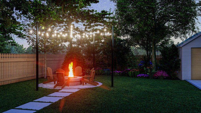 3d rendered fire pit with string light 1