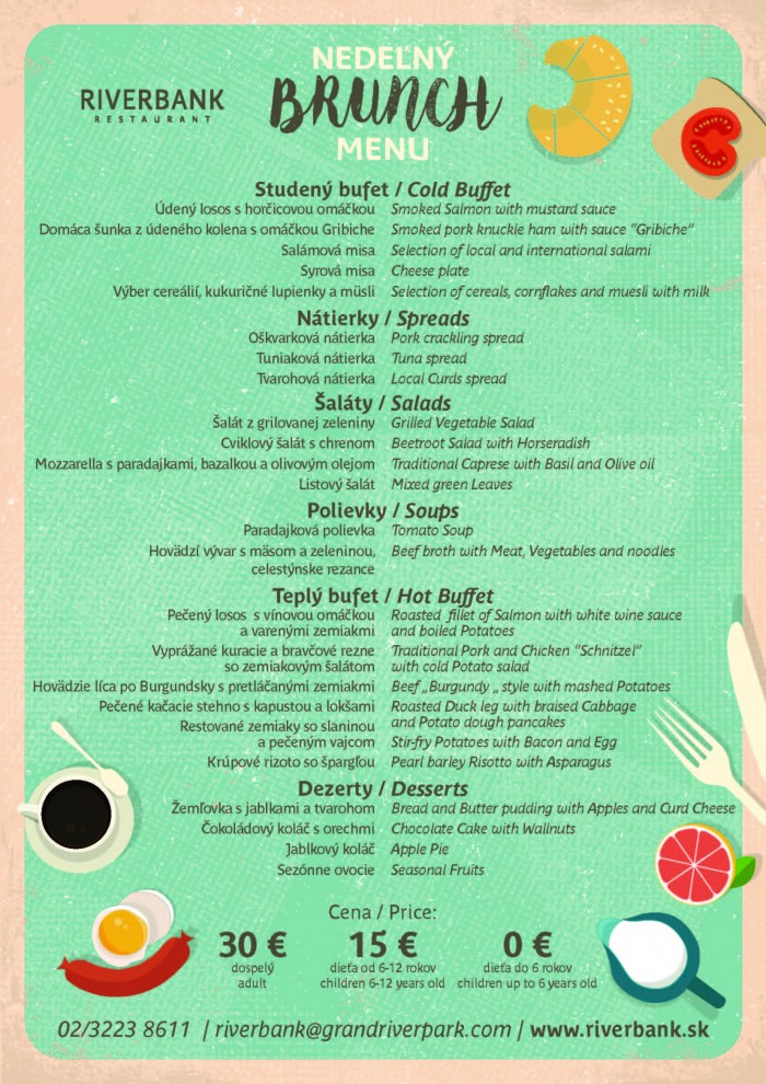 Nedelny brunch Menu