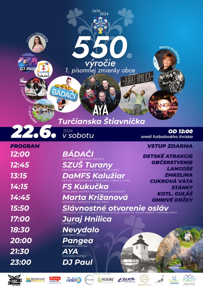plagatA3 550 vyrocie 2024 program Turcianska Stiavnicka web
