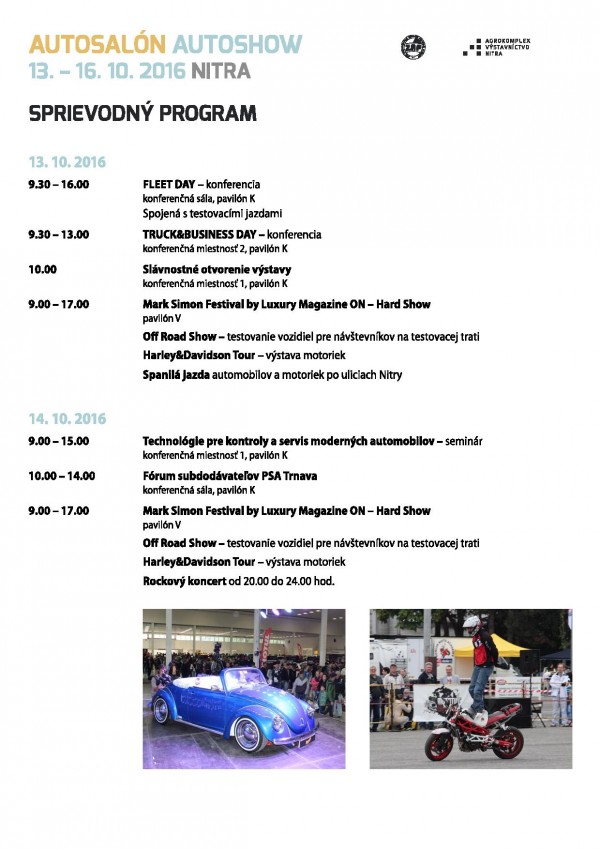 Sprievodny program Autosalon Autoshow Nitra 2016