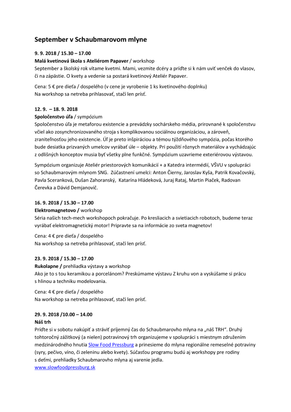 Program september2018 Schaubmarov mlyn 0