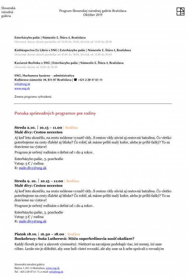 SNG program OKTOBER 2019 0