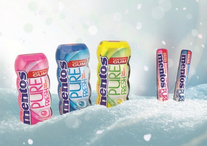 Mentos zuvacky sneh zima