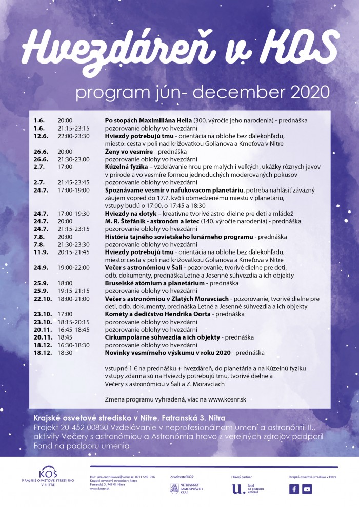 hvezdaren v KOS v Nitre jun december 2020