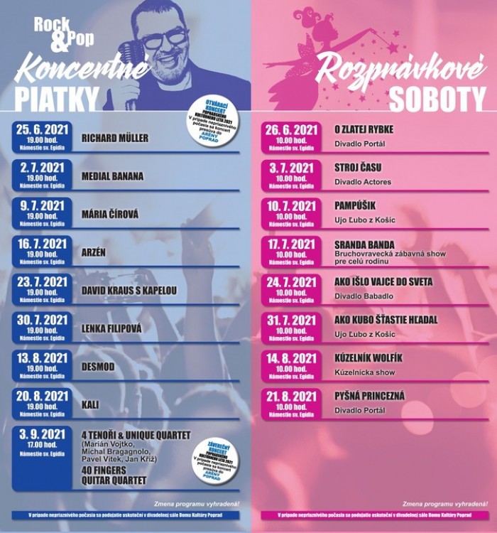 large 3. Popradske kulturne leto 2021 piatky a soboty