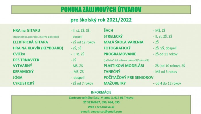 ponuka kruzkov