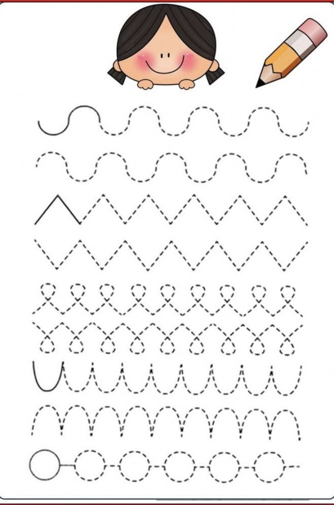 Atividade interativa Jogo educativo para criancas pratica de caligrafia tracado de linhas