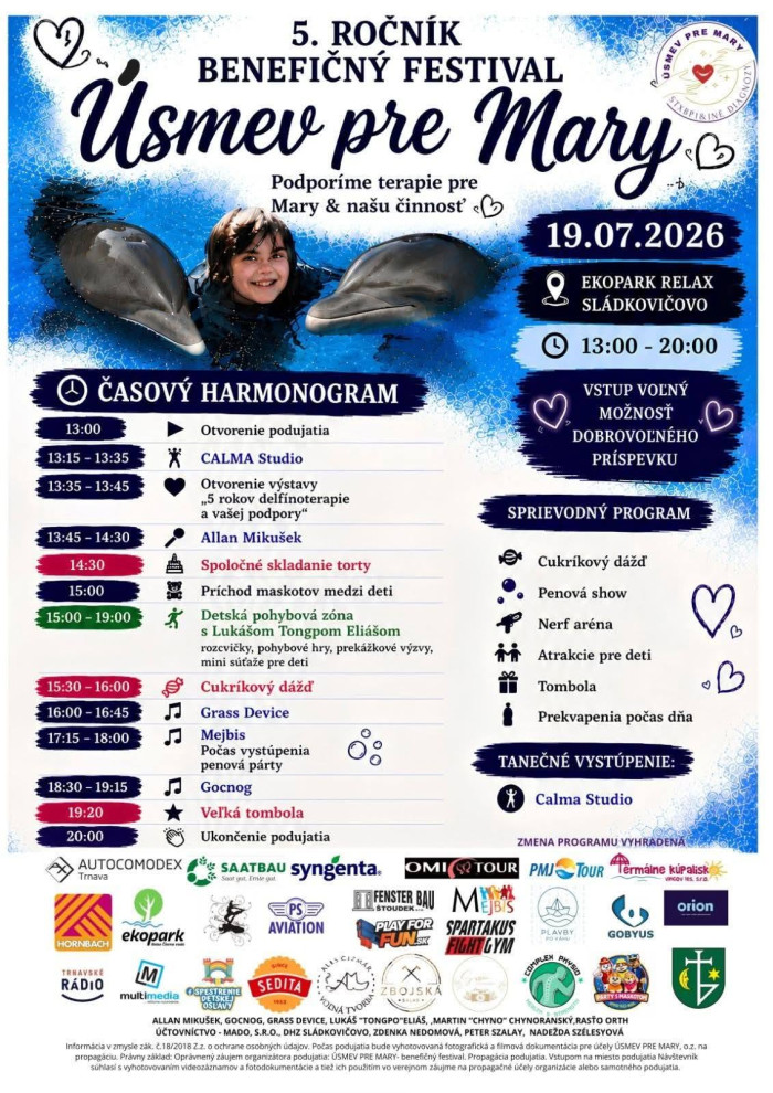 Beneficny festival Usmev pre Mary 2026 program
