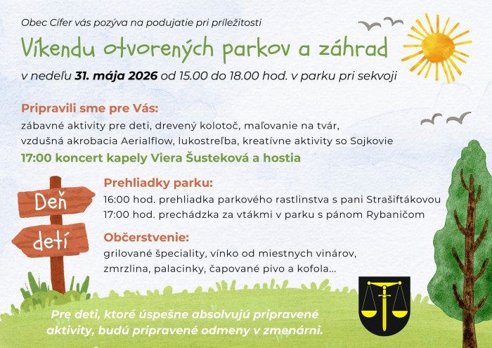 Vikend otvorenych parkov a zahrad v Ciferi