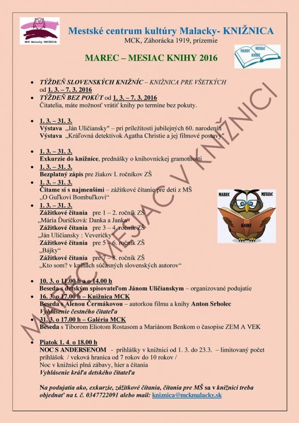 kniznica program marec 2016