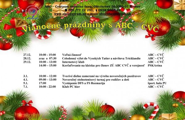 Vianocne prazdniny ABC 2016
