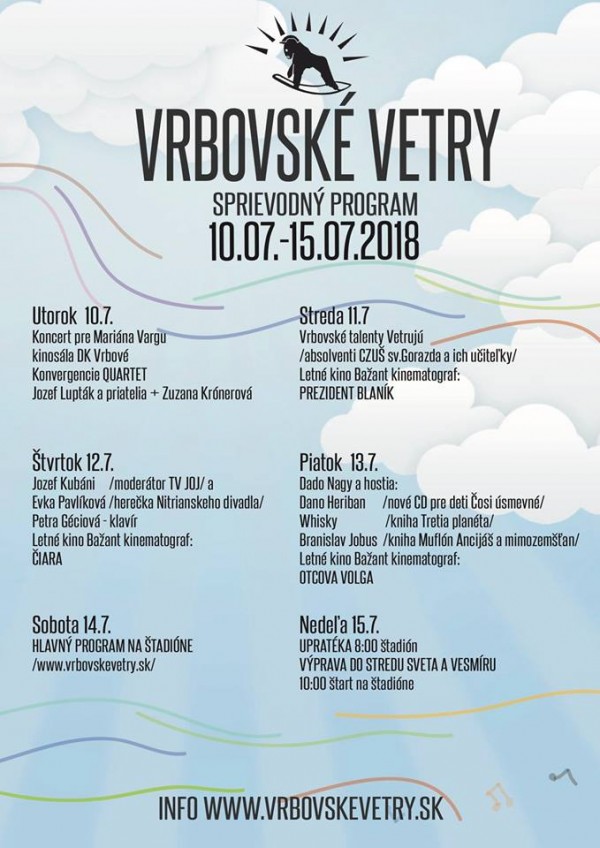 Vrbovske Vetry sprievodny program 2018