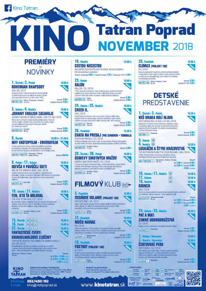 Kino Tatran november 2018 program