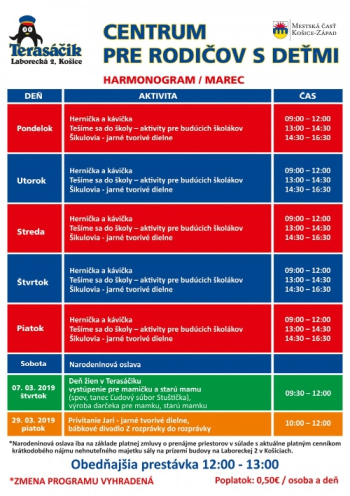 Eneris Tomaszów Maz Harmonogram 2019 Harmonogram aktivít v Terasačiku v mesiaci marec 2019 | SDEŤMI.com