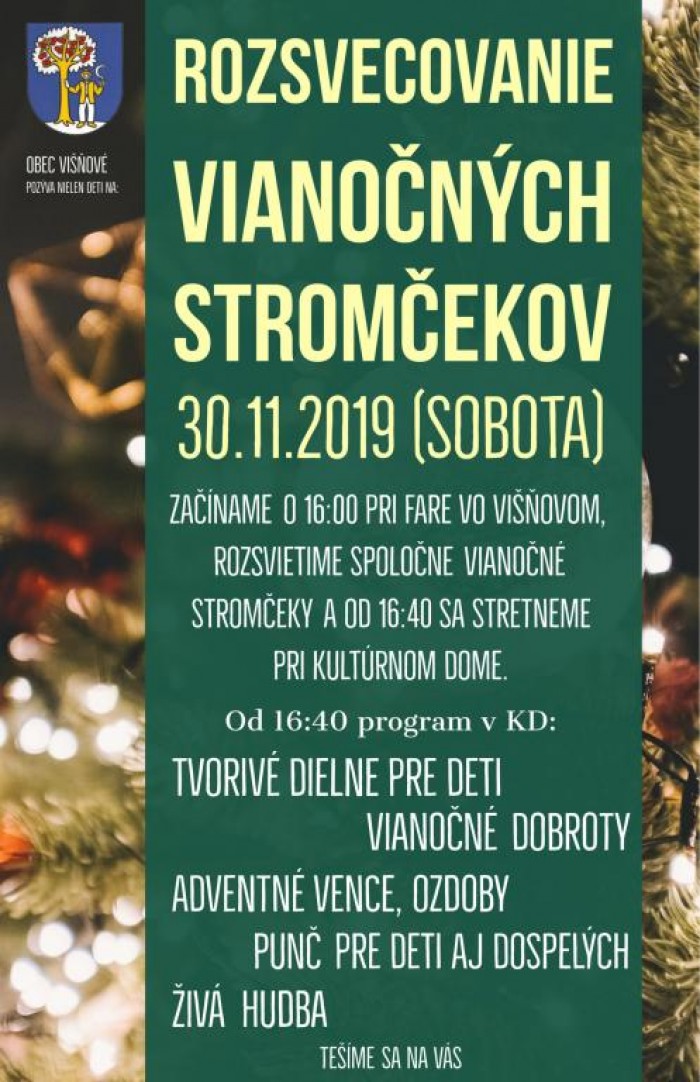 Rozsvietenie Vianocnych stromcekov v obci Visove