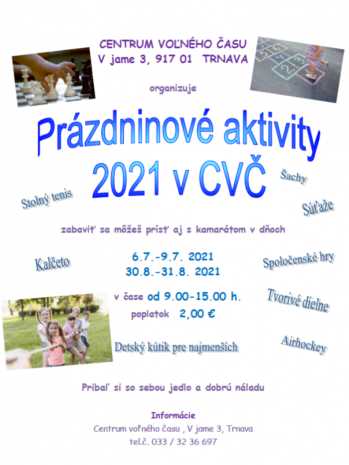 plagat Prazdninove aktivity 1 cvc tt 2021