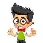 geek boy two thumbs up cartoon illustration geeky little 44146669