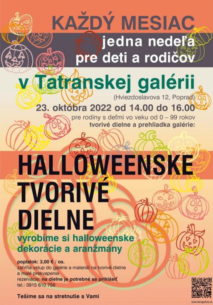 large Halloweenske nedelne tvorive dielne Tatranska galeria Poprad oktober 2022