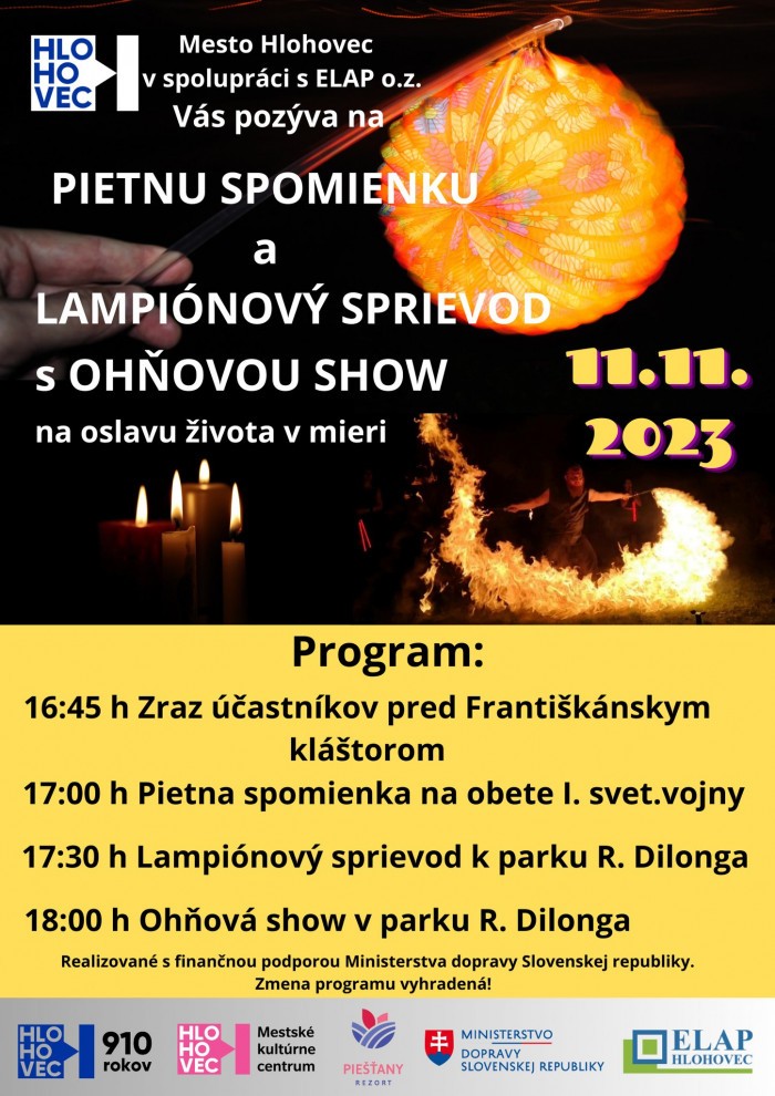 Pietna spomienka a lampionovy sprievod s ohovou show 11.11.23 HC