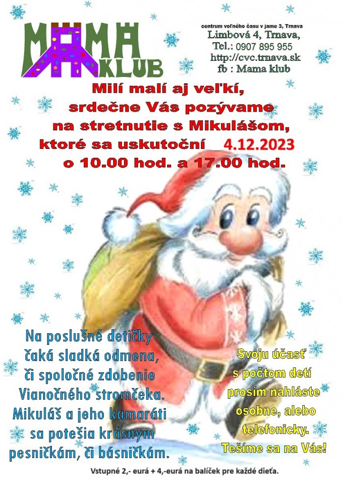 Stretnutie s Mikulasom v Mama klube23