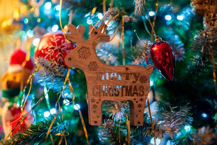 beautiful shot decorated christmas tree blurred 1