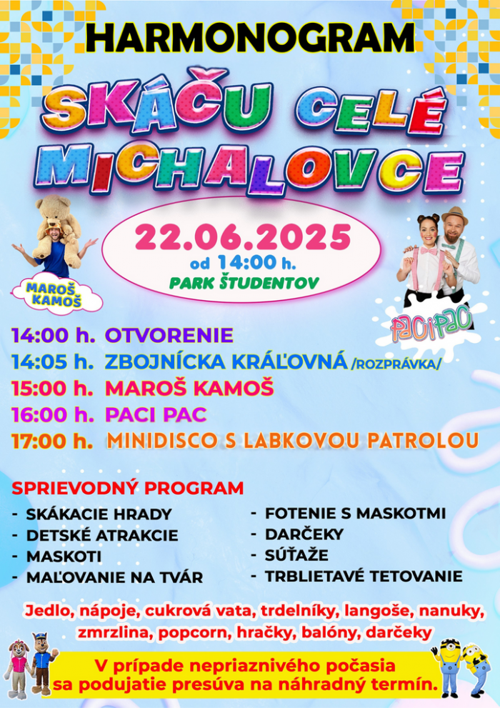 l skacu cele michalovce harmonogram