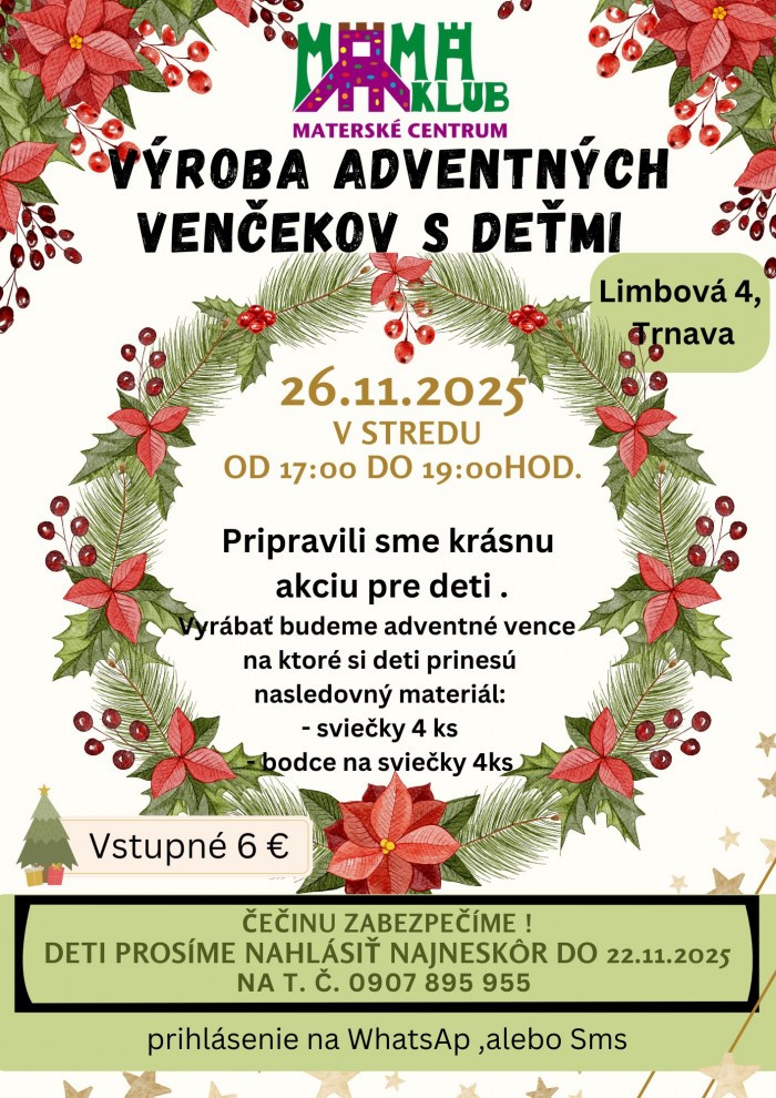Vyroba adventnych vencekov s detmi Mama klub