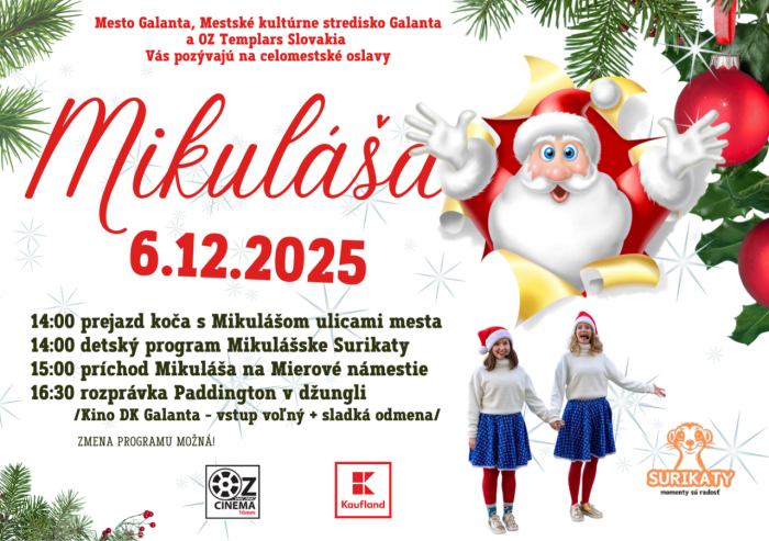 Celomestske oslavy Mikulasa v Galante 2025